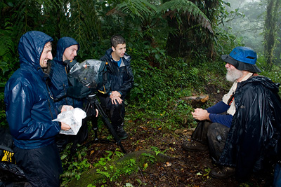 Conducting interviews in the forest